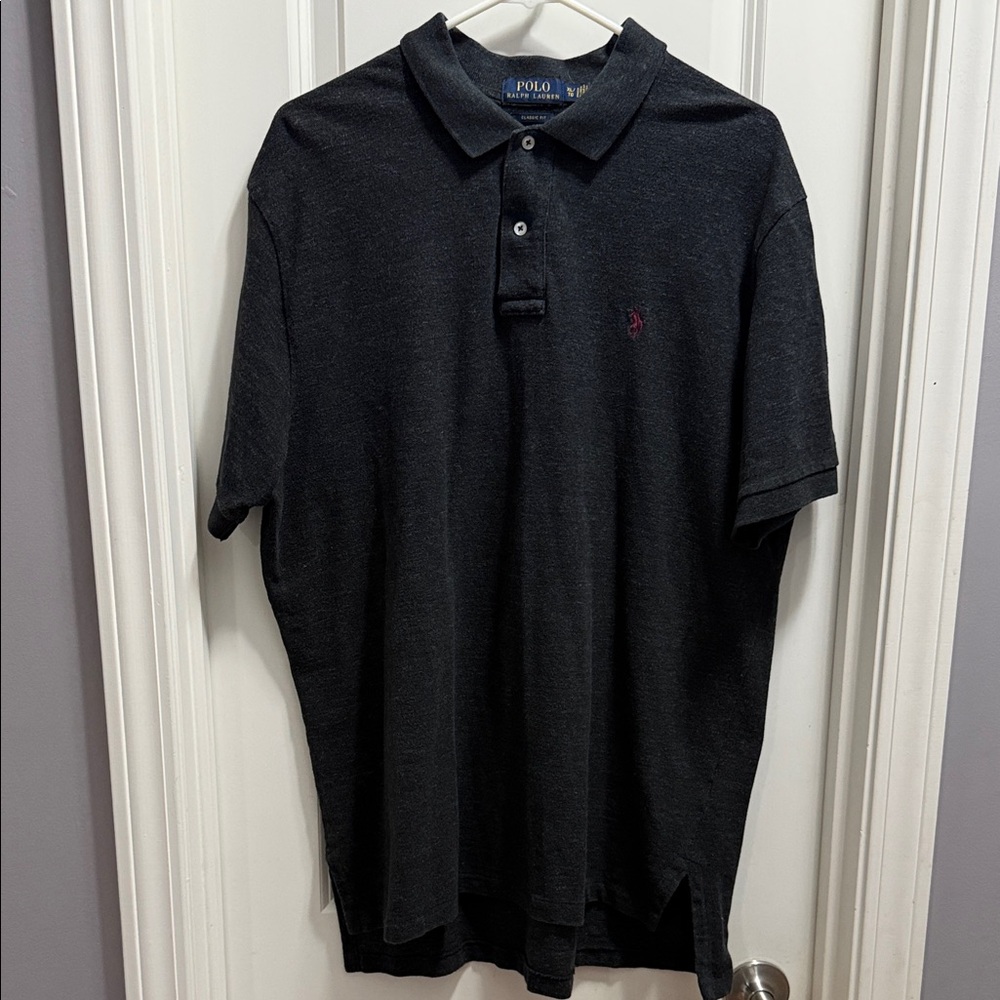 Men’s Ralph Lauren Black Short-Sleeve Polo with Burgundy Logo. Like New! Size XL